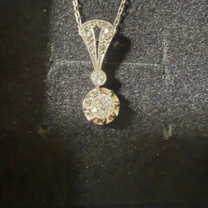 Dainty old mine cut diamond necklace. Art Deco