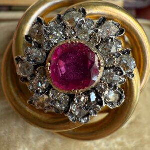 Lote 3 broches oro 18k Flor rubi