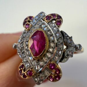 Rubies navette art deco/noveau
