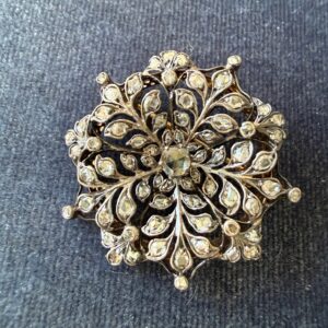 Rose cut silver and gold Flower brooch. Victorian